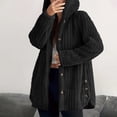 thumbnail image 1 of CQONEPT Sherpa Fleece for Womens Button Down Hoodie Fuzzy Thick Thermal Overcoat Casual Trendy Outerwear Winter Coat Black 2XL, 1 of 7