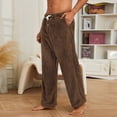 thumbnail image 1 of CQONEPT Sherpa Lined Pj Pants for Mens Straight Leg Drawstring Warm Home Wear Casual Loose Fit Pajama Bottom with Pockets Brown 2XL, 1 of 6