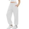 CQONEPT Sherpa Lined Sweatpants for Girls Tapered Jogger Pant Running Workouts Activewear Outdoor Pants with Pockets White 9 Years
