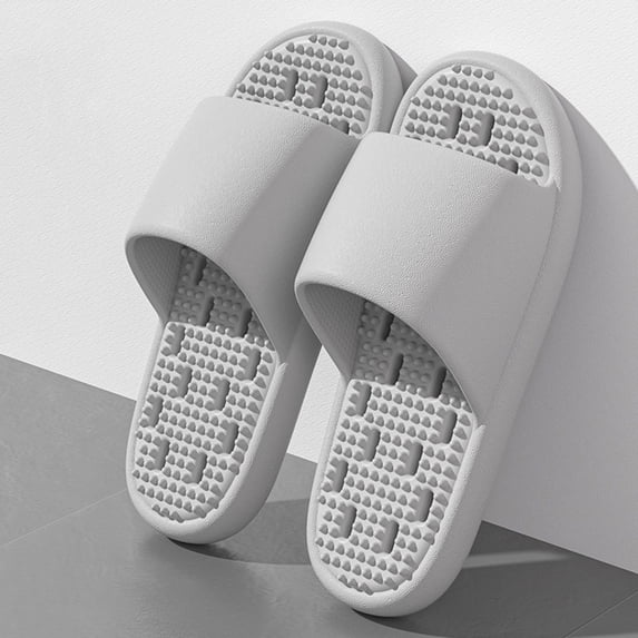CQONEPT Shower Shoes with Holes for Women Men Non Slip Shower Slippers Bathroom Sandal Non Slip Waterproof Flats Gray 6.5-7