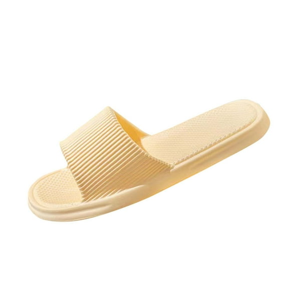 CQONEPT Slippers for Women and Men Non Slip Shower Bathroom Pillow Slide Sandals Summer Comfort Beach Shoes Yellow Size 5.5