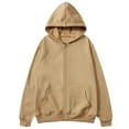 thumbnail image 1 of CQONEPT Solid Color Hoodies for Mens Zip Up Hooded Fleece Sweatshirts Trendy Lounge Clothes with Pockets Khaki 3XL, 1 of 5