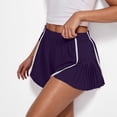 thumbnail image 1 of CQONEPT Sports Shorts for Womens Elastic Waist Side Pleated Casual Shorts Running Workouts Activewear Shorts Purple XL, 1 of 7