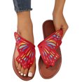 thumbnail image 1 of CQONEPT Summer Flat Slide Sandals For Womens Butterfly Platform Low Heel Comfy Nonslip Casual Beach Sandals Size 7.5 Red, 1 of 7