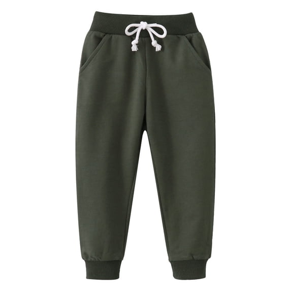 CQONEPT Sweatpants for Boys and Girls Cozy Casual Drawstring Jogger Pant Sports Jogging Toddlers Pant with Pockets Army Green 110/4Y