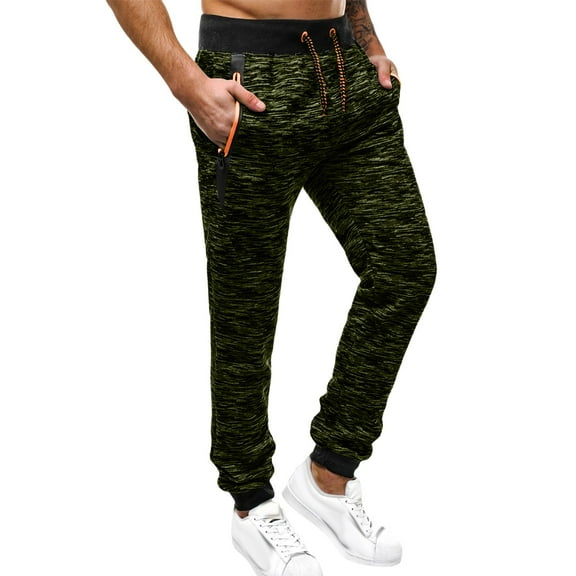 CQONEPT Sweatpants for Mens Drawstring Fleece Lined Pant Athletic Jogging Stretch Fashion Pants with Zip Pockets Army Green 2XL