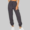 thumbnail image 1 of CQONEPT Sweatpants for Womens Fleece Lined Elastic Waisted Tapered Pants Drawstring Warm Fall Winter Trousers with Pockets Dark Gray 2XL, 1 of 7