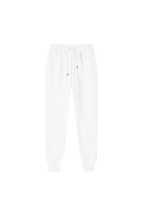 Sweatpants for Womens Lounge Loose Fit Tapered Fleece Pants Elastic Waisted Drawstring Fall Winter Running Jogger Pant White S