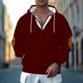 thumbnail image 1 of CQONEPT Sweatshirts for Mens 1/4 Zip V Neck Hoodies Drawstring Hooded Outdoor Y2K Pullover with Pockets Wine S, 1 of 6