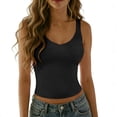 thumbnail image 1 of CQONEPT Tank Tops for Womens Lined V Neck Summer Casual Tanks Vest Trendy Basic Workout Outdoor Clothes Black 2XL, 1 of 6