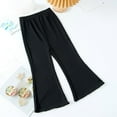 thumbnail image 1 of CQONEPT Teen Girl's Flared Pants Ice Silk Elastic Waist Yoga Pants Casual Baggy Workouts Pants for Girls Black 2 Years, 1 of 3