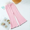 thumbnail image 1 of CQONEPT Teen Girl's Flared Pants Ice Silk Elastic Waist Yoga Pants Casual Baggy Workouts Pants for Girls Pink 8 Years, 1 of 3