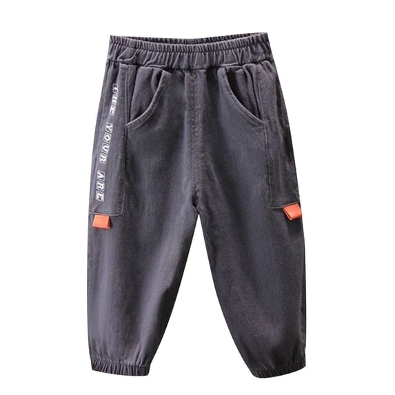 CQONEPT Toddler Boys Cargo Pants with Pockets Elastic Waist Youth Jogger Pant Casual Athletic Running Tapered Pants Gray 9 Years