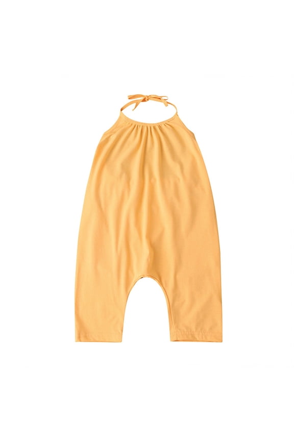 Toddler Girls Summer Clothes Casual Backless Strap Slouch Jumpsuit Harem Halter Fashion Romper Pants Gold 2 Years