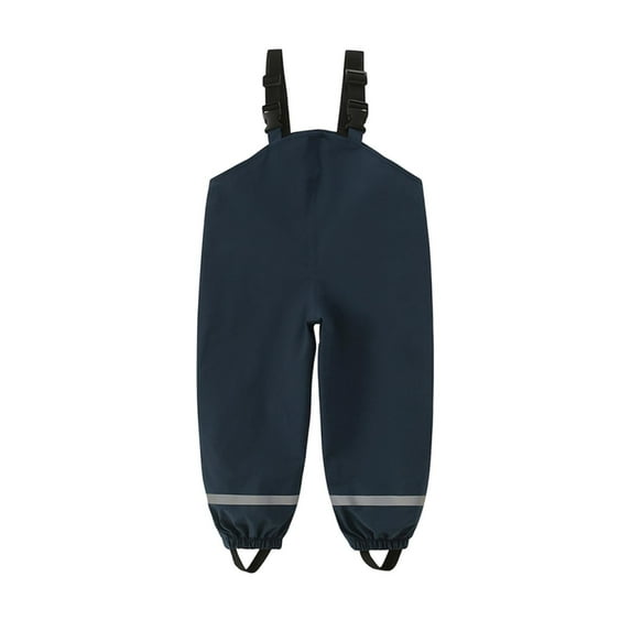 CQONEPT Toddlers Girls Rain Overall Waterproof Pants Quick Dry Jumpsuit Water Resistant Outdoor Romper Navy 4 Years