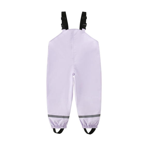 CQONEPT Toddlers Girls Rain Overall Waterproof Pants Quick Dry Jumpsuit Water Resistant Outdoor Romper Purple 2 Years