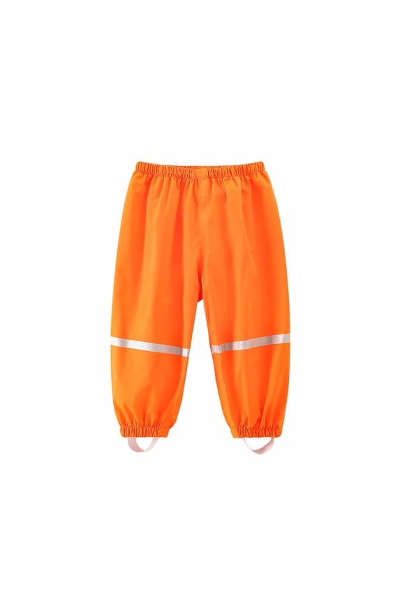 Toddlers Waterproof Rain Pants Mud Proof Pants Lightweight Splash Sun Protection Elastic Waist Pant Orange 5 Years