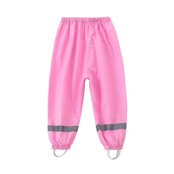 CQONEPT Toddlers Waterproof Rain Pants Mud Proof Pants Lightweight Splash Sun Protection Elastic Waist Pant Pink 2 Years