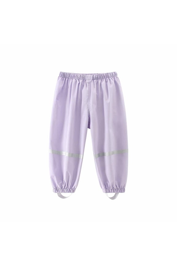 Toddlers Waterproof Rain Pants Mud Proof Pants Lightweight Splash Sun Protection Elastic Waist Pant Purple 4 Years