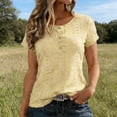 thumbnail image 1 of CQONEPT Tops for Womens Mesh Lace Short Sleeve Shirts Basic Fashion Tunic Tee Button Breathable Summer Fashion Tops Yellow XL, 1 of 7