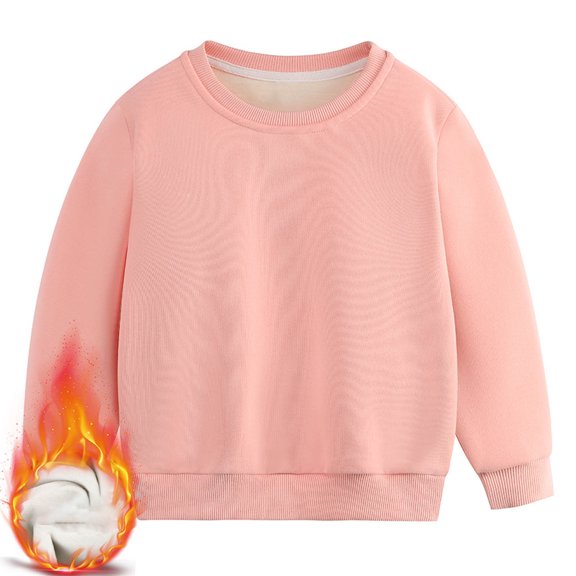 CQONEPT Unisex Kids Sweatshirts Fleece Lined Long Sleeve Pullover Tops Crewneck Winter Warm Soft Clothes 2-12 Years 9-10Years
