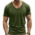 thumbnail image 1 of CQONEPT V Neck Athletic T Shirts for Mens Workout Short Sleeve Tee Shirts Moisture Wicking Gym UV Protection Tops Army Green L, 1 of 7