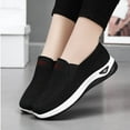 thumbnail image 1 of CQONEPT Walking Tennis Shoes for Womens Knit Slip on Breathable Mesh Sneakers Comfortable Sneaker Elastic Sock Slip On Lightweight Non-Slip Fall Shoes Size 7.5 Black, 1 of 8