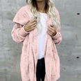thumbnail image 1 of CQONEPT Warm Sherpa Fleece Jackets for Women Fuzzy Hooded Zip Up Casual Coats Long Cardigan Winter Outerwear with Pockets Pink L, 1 of 5