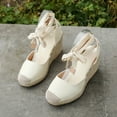 thumbnail image 1 of CQONEPT Wedge Espadrilles for Womens Dressy, Lace up Espadrilles Closed Toe Wedges Sandals Strappy Slingback Platform Heels Summer Wedges Shoes Size 7 White, 1 of 8
