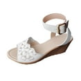 thumbnail image 1 of CQONEPT Wedge Sandals for Women Pumps Dressy, Platform Ankle Strap Sandals Open Toe Espadrille Wedge Sandals for Women Casual Summer Slip on Sandals White Size 5.5, 1 of 9