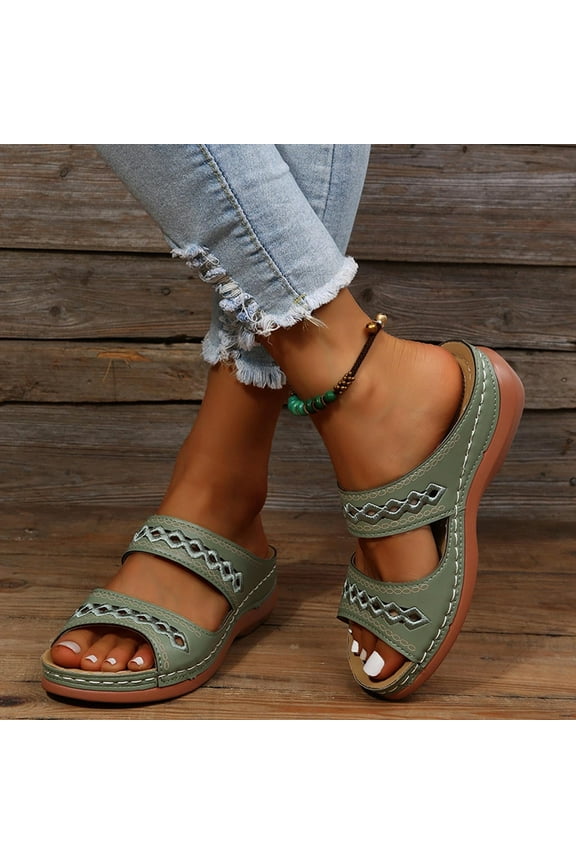 Wedge Sandals Women Summer: Comfortable Open Toe Dressy Platform Sandal Size 6.5 Green