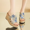 thumbnail image 1 of CQONEPT Wedge Sandals for Women Dressy: Summer Open Toe Low Platform Wedges Sandals Sparkly Rhinestone Flower Comfortable Casual Shoes Size 8.5 Blue, 1 of 7