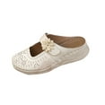 thumbnail image 1 of CQONEPT Wedge Sandals for Women Hollow Out Slip On Platform Wedge Sandals Summer Casual Sandals Walking Shoes White Size 8.5, 1 of 9