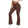 thumbnail image 1 of CQONEPT Women Bell Bottom Yoga Pant High Waisted Butt Lift legging Casual Loose Fit Workout Gym Flared Pants Brown L, 1 of 5