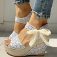 thumbnail image 1 of CQONEPT Women Casual Strap Platfrom Sandals Lace Casual Sandals Chunky Heel Anti Slip Lace Sandals White 35, 1 of 4