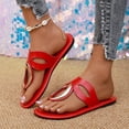 thumbnail image 1 of CQONEPT Women Flat Sandals Stylish Beach Footwear Non Slip Slippers Comfortable Lightweight Casual Flip Flops Sandals Red 7.5, 1 of 6