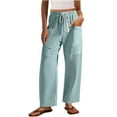 thumbnail image 1 of CQONEPT Women Fleece Sweatpants Drawstring Elastic Waist Trousers Casual Baggy Wide Leg Jogger Pant with Pockets Light Blue XXL, 1 of 5