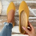 thumbnail image 1 of CQONEPT Women Knit Flats Low Heels Slip on Casual Shoes Wide Width Round Toe Vintage Comfy Non Slip Walking Daily Outdoor Shoes Yellow 41, 1 of 7