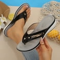thumbnail image 1 of CQONEPT Women Orthopedic Flip Flop Sandals Summer Wide Width Slip on Slides Low Wedges Heel Thong Sandals with Arch Support Casual Slippers Black 39, 1 of 6