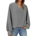 thumbnail image 1 of CQONEPT Women Oversized V Neck Sweatshirts Casual Fleece Long Sleeve Pullover Fall Loose Fit Sweater Tops Gray XXL, 1 of 7