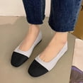 thumbnail image 1 of CQONEPT Women Square Toe Ballet Flat Shoes Slip On Suede Loafers Non Slip Round Toe Color Block Business Casual Flats Black 41, 1 of 7