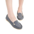 thumbnail image 1 of CQONEPT Women Square Toe Loafers Work Office Pumps Suede Fall No Heel Slip On Dress Shoes with Sole Flats Gray 40, 1 of 4