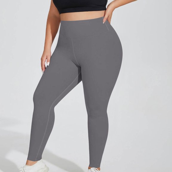 CQONEPT Women's Yoga Pants Oversized Elastic Waist Pant Casual High Waist Lounge Tummy Control Athletic Running Trousers Silver XL