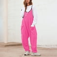 thumbnail image 1 of CQONEPT Women's Bib Overall Casual Sherpa Fleece Romper Pants Loose Fit Comfy Fall Winter Jumpsuit with Pockets Hot Pink M, 1 of 6