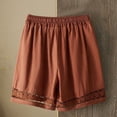 thumbnail image 1 of CQONEPT Women's Boho Shorts Lace Lounge Flow Elastic Waist Summer Pants Hollowed Out Drawstring Vacation Pants with Pockets Coffee 4XL, 1 of 5