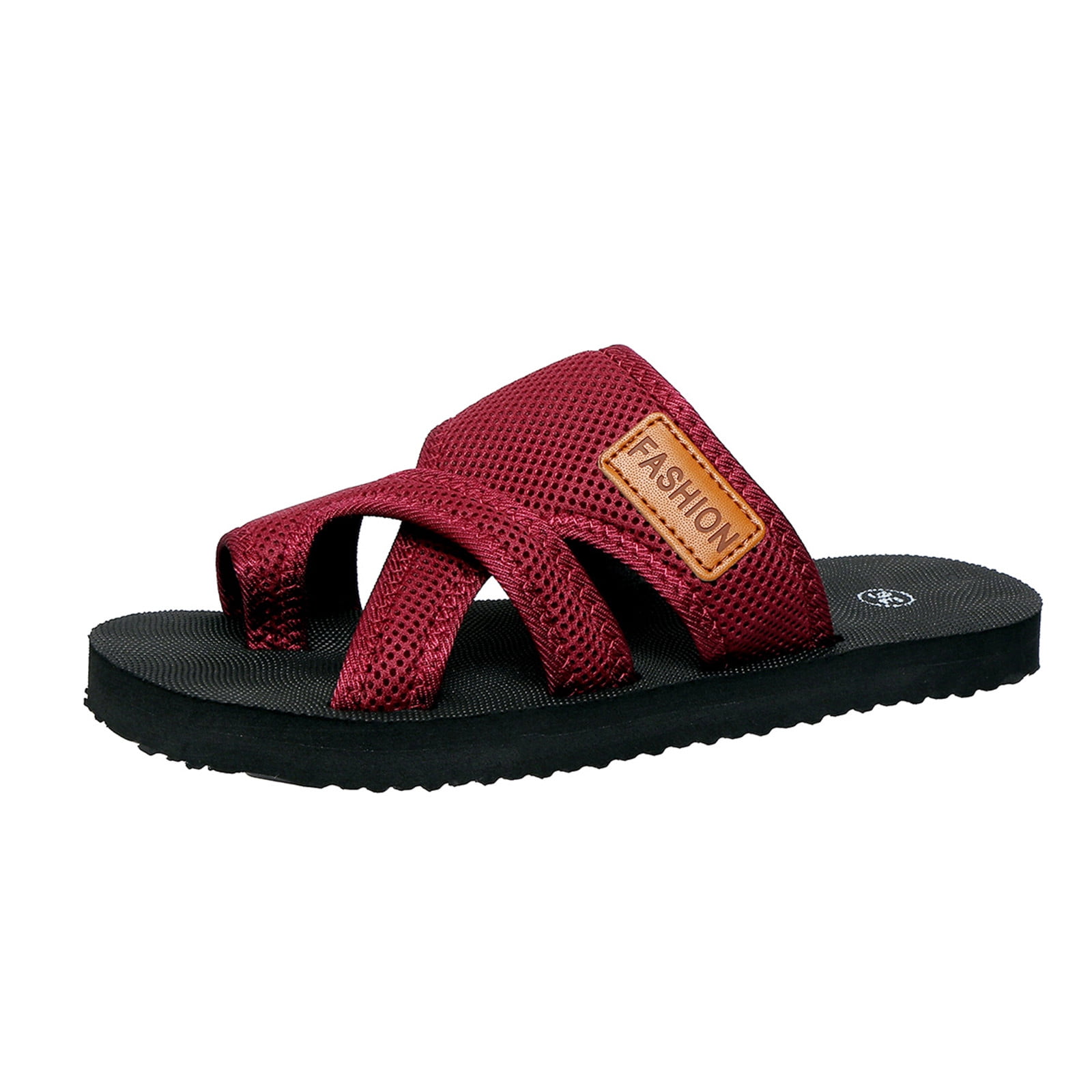 Brown Open Toe Slide Sandals Boutique Versatile Flat