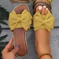 thumbnail image 1 of CQONEPT Women's Bow Knot Sandals Slides Open Toe Flat Sandals Summer Fashion Slip On Slippers Non Slip Flat Shoes Yellow 37, 1 of 5