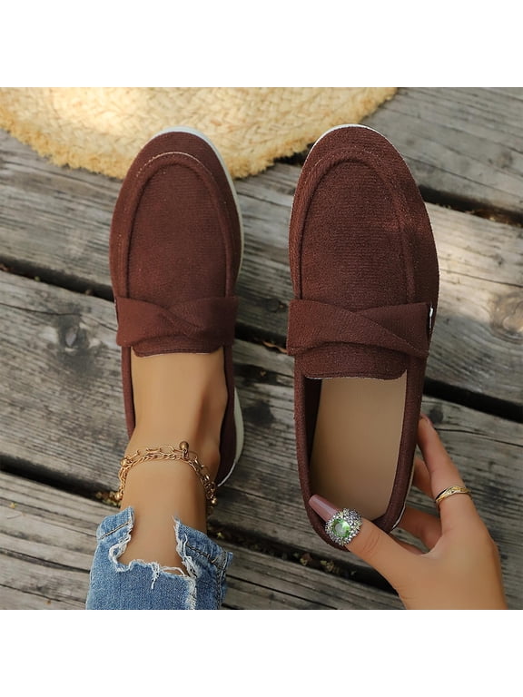 Women's Casual Slip On Loafers Comfortable Flat Shoes Soft Breathable Everyday Walking Sneakers Lightweight Mules Coffee 37
