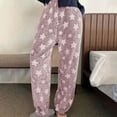 thumbnail image 1 of CQONEPT Womens Sherpa Fleece PJ Pants Elastic Waisted Loose Pant Straight Leg Fall Winter Warm Trousers Purple XXL, 1 of 5