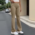 thumbnail image 1 of CQONEPT Women's Casual Yoga Pants High Waist Stretchy Pant Tummy Control Flared Skinny Streetwear Trousers with Pocket Khaki S, 1 of 6